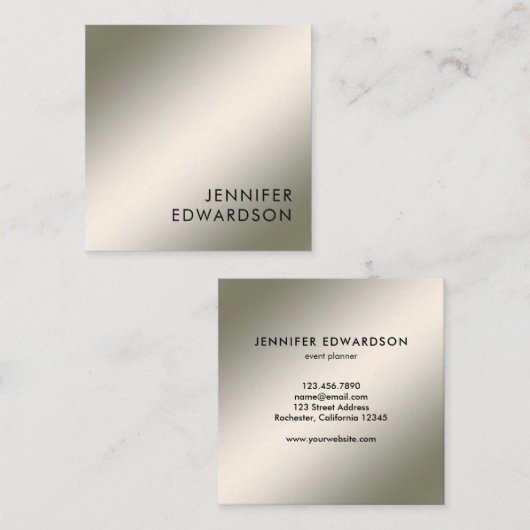 モダンミニマシンプルリスト銀プロフェッショナル スクエア名刺 (正面/裏面)