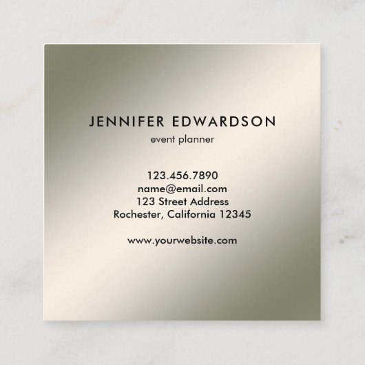 モダンミニマシンプルリスト銀プロフェッショナル スクエア名刺 (裏面)