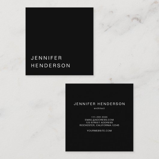 モダンミニマシンプルリスト黒プロフェッショナル スクエア名刺 (正面/裏面)
