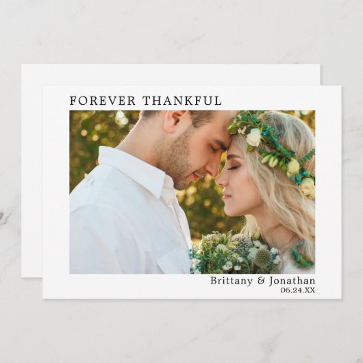 モダンミニマシンプルリスト・フォーエバー・サンク結婚フル サンキューカード (正面/裏面)