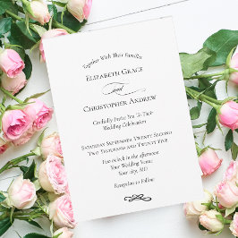 モダンミニマシンプルリ白黒結婚の 招待状