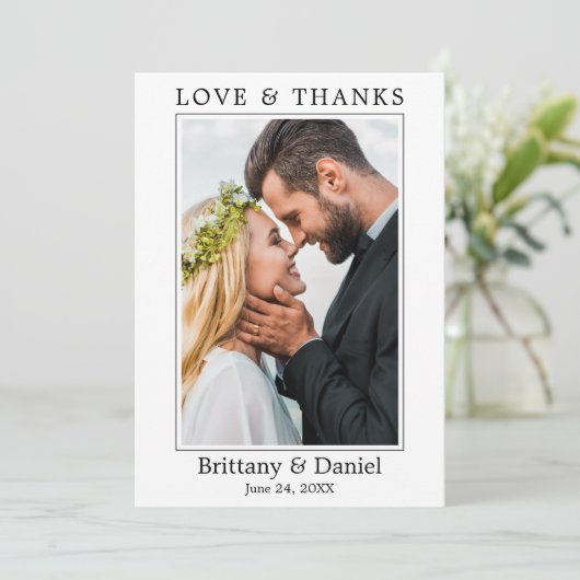 モダンミニマシンプルルス結婚の愛感謝してい者 サンキューカード (スタンド正面)