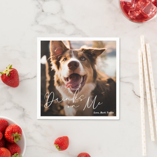 モダンミニマシンプルルドッグ結婚ズ スタンダードカクテルナプキン (インサイチュ)