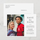 モダンミニマシンプルル写真結婚の日救付 案内ポストカード (正面/裏面)