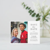 モダンミニマシンプルル写真結婚の日救付 案内ポストカード (スタンド正面)