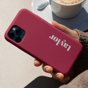 モダンミニマシンプルル名門私立校風のPINK パーソナライズされた iPhone 15 PROケース