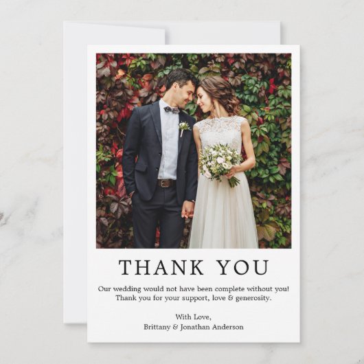 モダンミニマシンプルル結婚の写真 サンキューカード (正面)