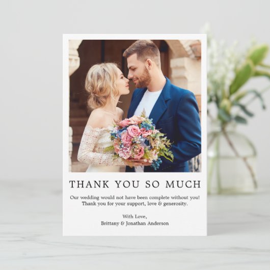 モダンミニマシンプルル結婚スの写真が多い サンキューカード (スタンド正面)