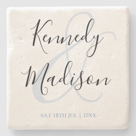 モダンミニマシンプル✨💍エレガント結婚 ストーンコースター (正面)