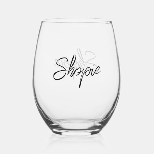 モダンミニマパーソナライズされたリスト名とハート ステムなしワイングラス (裏面)