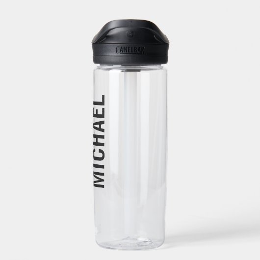 モダンミニマパーソナライズされたリスト名 ウォーターボトル (背面)