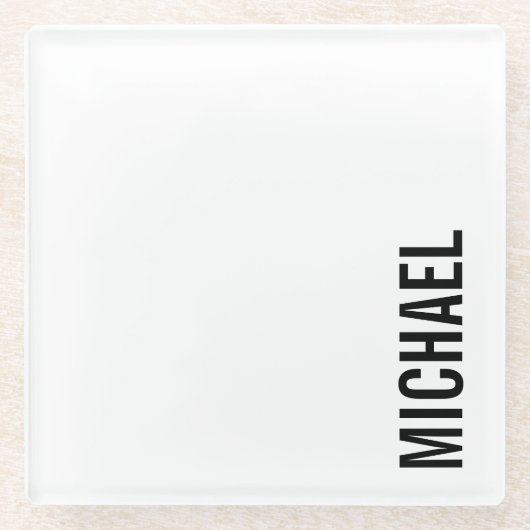 モダンミニマパーソナライズされたリスト名 ガラスコースター (正面)