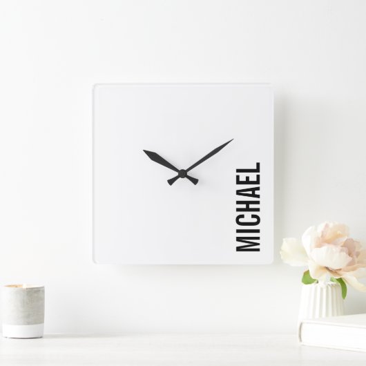 モダンミニマパーソナライズされたリスト名 スクエア壁時計 (ホーム)