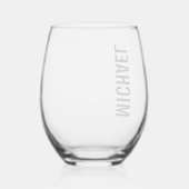 モダンミニマパーソナライズされたリスト名 ステムなしワイングラス (裏面)