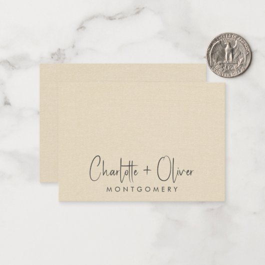 モダンミニマパーソナライズされたリスト結婚クリーム ノートカード (正面/裏面インサイチュ)