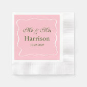 モダンミニマパーソナライズされたリス結婚クのナプキン 縁ありカクテルナプキン (正面)