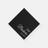 モダンミニマパーソナライズされたル結婚ブラック スタンダードカクテルナプキン (角)