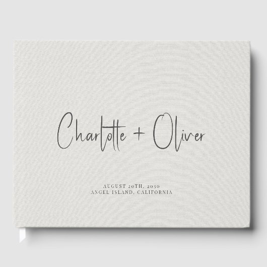 モダンミニマパーソナライズされた結婚リスト ゲストブック (正面)