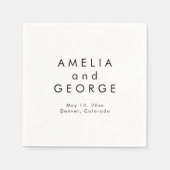 モダンミニマパーソナライズされた結婚リスト スタンダードカクテルナプキン (正面)