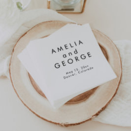 モダンミニマパーソナライズされた結婚リスト スタンダードカクテルナプキン