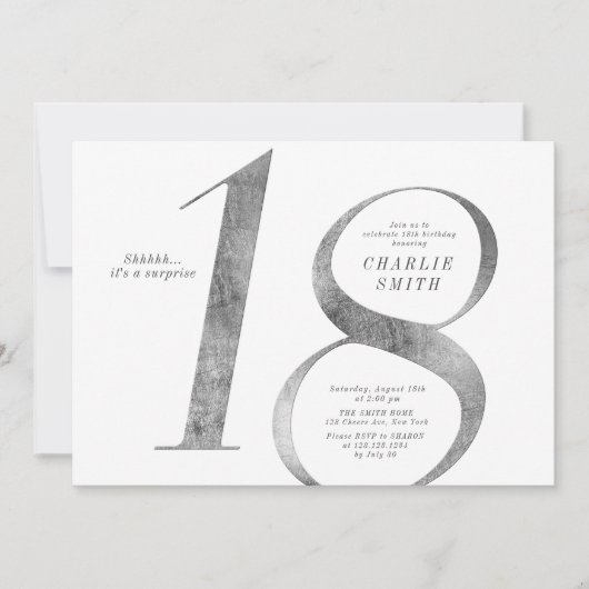 モダンミニマフェイクリスト銀18歳 招待状 (正面)