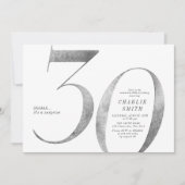 モダンミニマフェイクリスト銀30歳 招待状 (正面)