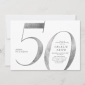 モダンミニマフェイクリスト銀50歳 招待状 (正面)