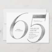 モダンミニマフェイクリスト銀65歳の誕生日 招待状 (正面)
