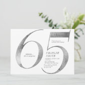 モダンミニマフェイクリスト銀65歳の誕生日 招待状 (スタンド正面)