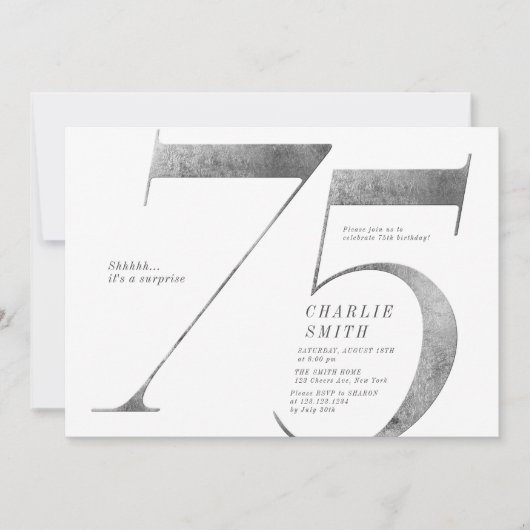 モダンミニマフェイクリスト銀75歳 招待状 (正面)