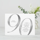 モダンミニマフェイクリスト銀90歳の誕生日 招待状 (スタンド正面)