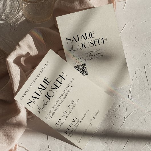 モダンミニマフランスのお洒落リストのQRコード結婚s 招待状