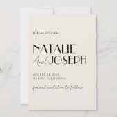 モダンミニマフランスのお洒落レトロ結婚ズ セーブザデート (裏面)