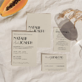 モダンミニマフランスのお洒落レトロ結婚ズ 招待状