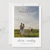 モダンミニマモノグラムのリ写真結婚の サンキューカード (正面)