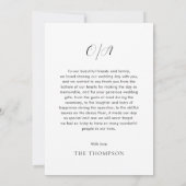 モダンミニマモノグラムのリ写真結婚の サンキューカード (裏面)