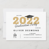 モダンミニマリシンプルストの卒業パーティー 招待状 (正面)