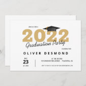 モダンミニマリシンプルストの卒業パーティー 招待状 (正面/裏面)