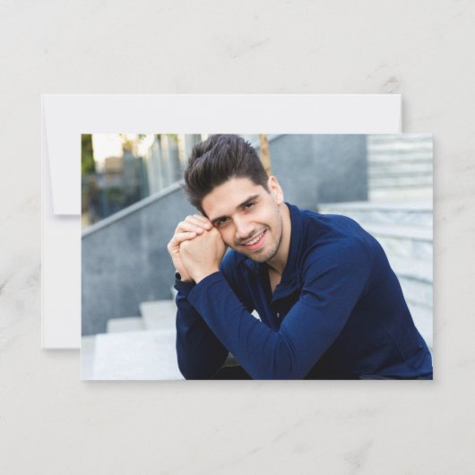 モダンミニマリシンプルストゴールデン卒業写真 サンキューカード (裏面)