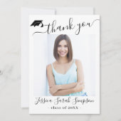 モダンミニマリシンプルスト卒業4写真 サンキューカード (正面)