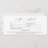 モダンミニマリストの白黒ギフト証明書 (正面)