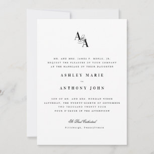 モダンミニマリストの結婚式レセプションカード 招待状