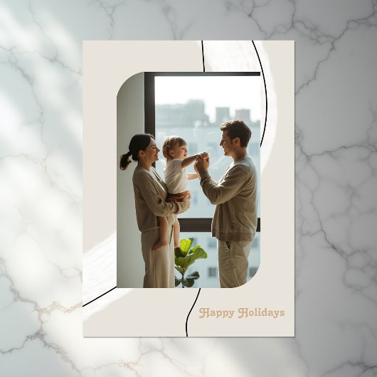 モダンミニマリストアーチェスのホリデーフォトコラージュ シーズンカード