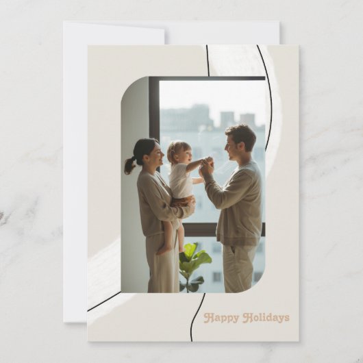 モダンミニマリストアーチェスのホリデーフォトコラージュ シーズンカード (正面)