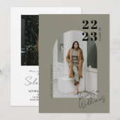 モダンミニマリストアーチ写真卒業パーティー 招待状 (正面/裏面)