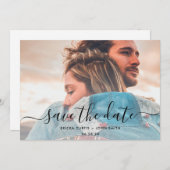 モダンミニマリストカリグラフィー写真 セーブザデート (正面/裏面)