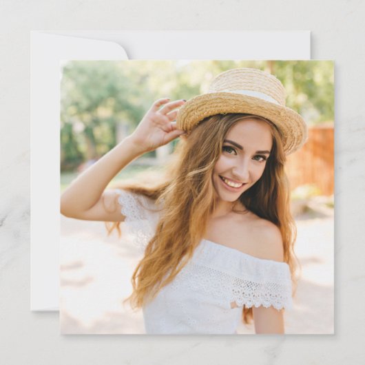 モダンミニマリストゴールデン卒業写真T サンキューカード (裏面)