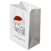 モダンミニマリストタイポグラフィー メリークリスマス ミディアムペーパーバッグ (裏面アングル)