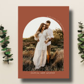 モダンミニマリストテラコッタアーチウェディングフォト サンキューカード