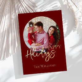 モダンミニマリストフォトホリデー 箔シーズンカード